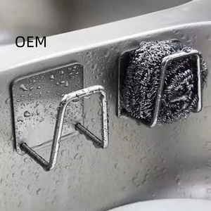 OEM Stainless Steel Wall <b>Hooks</b> Drain Drying <b>Rack</b> Kitchen Sink Sponges Holder Accessories Storage Organizer <b>Coats</b> Clothes - Product Image 1