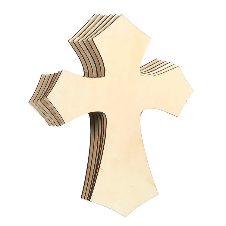 Home Decoration DIY Wooden Craft Unfinished Hanging Wooden Cross