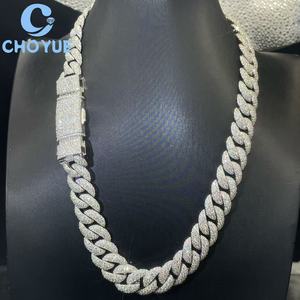 Collares de Plata de Ley 925 con Moissanita de 15 mm, Cadena Cubana para Hombre, Joyería Hip Hop Iced Out, Pasa el Test de Diamantes GRA - Product Image 5