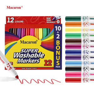 Macaron 10/12個入りマーカーインクホットセールカラーマーカーカスタムロゴ落書きマーカー子供用洗える - Product Image 2