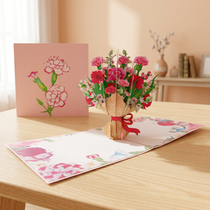 Meilleure Vente : Bouquet de Carnations 3D Artisanales en Papier, Carte Pop-up Tendance, Design Personnalisé, Artisanat du Vietnam, Viet-craft - Product Image 4