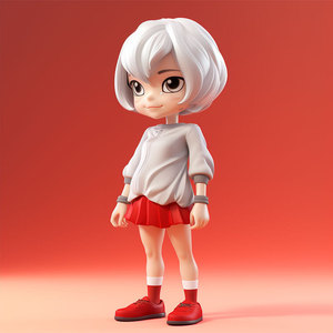 Figura de dibujos animados de niña de pelo blanco moldeada por inyección de PVC, muñeca de anime de plástico, producto terminado para niñas - Product Image 4