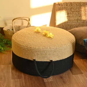 Best Selling Handmade Jute Pouffe Ottoman Braided Natural Fiber <b>Floor</b> <b>Seating</b> Stool for Living Room Furniture Bulk Supplier - Product Image 1