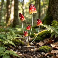 Décoration de jardin en métal en forme de champignon, fait main, pour extérieur, jardin, patio, pelouse