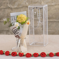Bouquet de fleurs en tricot fait main, réaliste, moderne, en bois, œillets et roses, boîte cadeau pour la décoration de la maison et des festivals, vente chaude