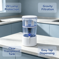 Système de filtration d'eau portable par gravité pour la maison avec lampe UV intégrée et purificateur d'eau auto-nettoyant à alimentation par gravité pour la consommation domestique