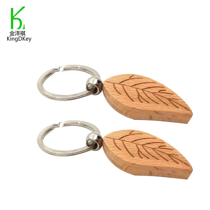 Promotional Gifts New Design Leaf Shaped Keychain Hand Made Wooden Keychain For Bag