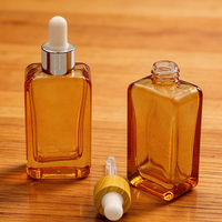 Flacons compte-gouttes en verre personnalisés de luxe, forme carrée, 10 ml, 15 ml, 30 ml, 50 ml, 100 ml (1 oz, 3 oz), pour sérum facial et huile essentielle pour barbe