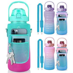 Grande capacité 64Oz 2L bouteille d'eau marqueur de temps de <span class=keywords><strong>motivation</strong></span> demi-gallon bouteille d'eau avec manchon de protection sangle cadeau - Product Image 5