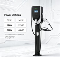 Nueva Estación de Carga Rápida para Vehículos Eléctricos de 7kW-14-44kW CA con Interfaz Tesla, 200-220V, Negra, de Montaje en Suelo, para Fabricación en Guangdong