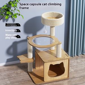 Paofu büyük kedi ağacı karikatür çok katmanlı kedi evi uzay kapsül atlama platformu yüksek yoğunluklu kurulu kedi yuva Sisal çizilmeye - Product Image 5