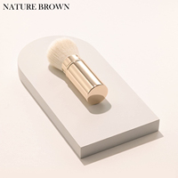 Cheveux naturels en poudre rétractable de qualité pour le maquillage du visage manche en métal utilisé pour la brosse de bronzage de fond de teint