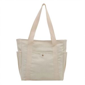 Sacs fourre-tout naturels grande capacité pour étudiants avec poche, sacs à dos en toile blanche pour femmes, sacs de travail et de cours - Product Image 1
