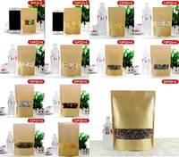 Stand Up Kraft Paper Pouch Sac Avec Fenêtre Fond Gousset Écrous Alimentaire En Plastique Emballage Sac en papier pochette avec fermeture éclair