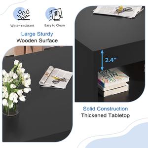 Table basse carrée noire en <span class=keywords><strong>bois</strong></span> robuste avec éclairage LED et station de charge, faible MOQ, rangement ouvert - Product Image 3