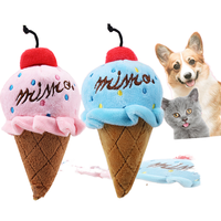 Jouets en peluche bicolores pour animaux de compagnie Jouet sonore de crème glacée écologique pour chiens et chats en rose et bleu