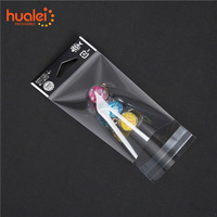 Conception personnalisée transparente Impression de logo Petit trou d'en-tête suspendu Sac d'emballage auto-adhésif en plastique transparent BOPP Opp Card