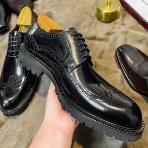 Chaussures habillées pour hommes Shadow Cow en cuir véritable, chaussures de luxe pour marié, chaussures de mariage pour hommes, style italien de luxe, chaussures Oxford grande taille - Product Image 1