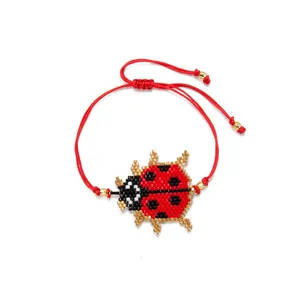 Jw pulseira de miçangas de miyuki, bracelete de miçangas personalizado, bracelete beetle para crianças