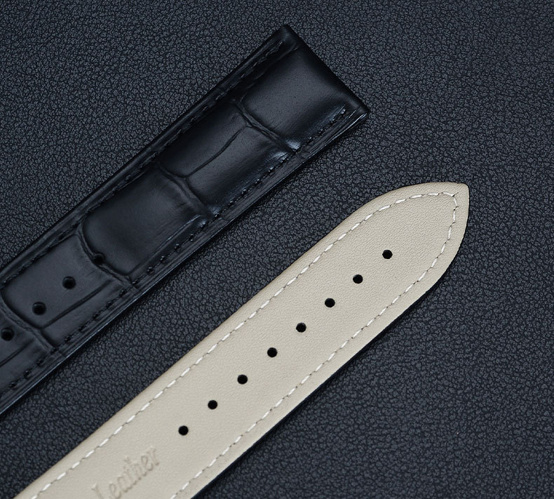 Trendybay High Quality Butterfly Clasp Custom OEM Vintage Genuine Calfskin Leather Watch Strap Smart Watch Replacement Band