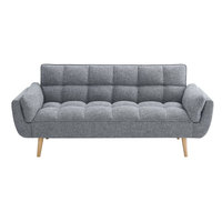 Sofá Cama Futón Tapizado en Lino con Patas de Madera, Sofá Convertible con Respaldo Ajustable, Sofá Tufted de 3 Plazas, Venta al Por Mayor
