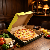 SP3444 Vente en gros de boîtes à pizza en carton kraft noir de 12 pouces, personnalisées avec laminage mat et impression en relief pour les pizzerias à emporter