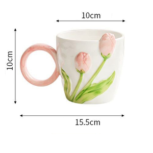 Tazza in Ceramica Elegante con Fiore di Rosa per Caffè, Regalo per <span class=keywords><strong>San</strong></span> <span class=keywords><strong>Valentino</strong></span>, Feste Aziendali e Casa - Product Image 6