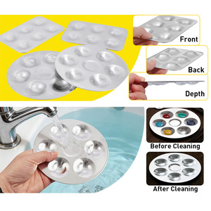 <span class=keywords><strong>Palette</strong></span> de mélange en métal FOSKA, forme rectangulaire arrondie, 6 compartiments, résistante à la rouille, pour <span class=keywords><strong>aquarelle</strong></span>, gouache, huile ou peintures acryliques - Product Image 2