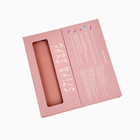 Boîte cadeau cosmétique personnalisable rigide et recyclable rose pour faux cils, emballage de mascara avec fenêtre