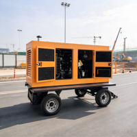 Générateur diesel insonorisé monté sur remorque, faible bruit, cabine fermée pour chantier extérieur, alimentation de secours