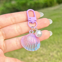 Porte-clés en fausse perle irisée style INS, pendentif série Océan, accessoires DIY pour sacs et bijoux.