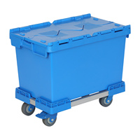 Chariot à roulettes robuste pour conteneurs et caisses, corps en PP pour entrepôt et distribution