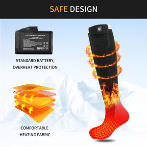 Meias Aquecidas Elétricas para Esportes ao Ar Livre de Inverno para Homens e Mulheres, Bateria Elétrica, Cor Preta - Product Image 2