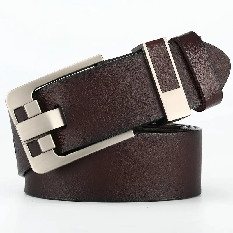 Wholesale Luxury Brand Men's Slide Buckle Belt Genuine Cow Leather Belt For Men Leather Belts Men