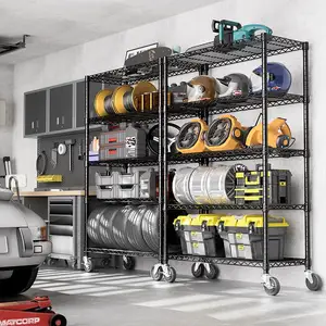 현대식 4단 헤비듀티 철제 메탈 메트로 오피스 차고 NSF 크롬 와이어 선반 - Product Image 3