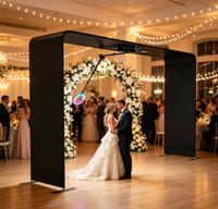 YPT Photomaton automatique 360° en alliage d'aluminium avec éclairage LED lumineux, télécommande, impression instantanée, compatible multi-appareils iPad