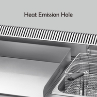 Friteuse professionnelle à gaz 4 brûleurs en acier inoxydable avec thermostat réglable, grill et plaque de cuisson pour hôtels et commerces alimentaires