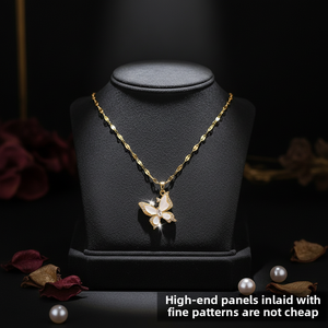 จี้รูปหัวใจผีเสื้อเรซิ่นแบบมินิมอลไม่ซีดจาง สร้อยคอทองแดงสำหรับผู้หญิง สร้อยคอแบบโซ่สำหรับใส่กับเสื้อสเวตเตอร์ - Product Image 6