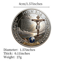 Pièce commémorative en stock Jn 3:16 Croix de la crucifixion de Jésus, objet de collection, artisanat métallique, slogan « Vie éternelle »