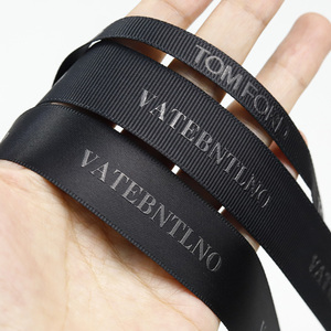 Custom Embossed Logo Brand Gift <strong>Ribbon</strong> 3d Name <strong>Printed</strong> 7/8&quot; 19mm Black Satin <strong>RIBBONS</strong> Roll Custom <strong>Grosgrain</strong> <strong>Ribbon</strong> With Logo