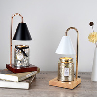 Lampe chauffe-bougie électrique de chevet en bois et marbre, avec variateur de luminosité et interrupteur, pour chambre à coucher