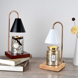 Lámpara Calentadora de Velas Eléctrica, Lámpara de Mesa para Dormitorio, de Madera y Mármol, con Interruptor de Brillo Ajustable y Regulador de Intensidad - Product Image 5