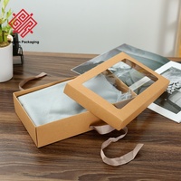 Baoren Nouvelle Boîte Cadeau en Papier Kraft Brillant UV Stratification Haut Bas Fenêtre Ouverture Écharpe Arc Décoratif Vide Emballage de Produit Cadeau