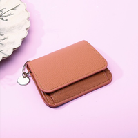 Dompet Kartu Kredit Tipis Terbaru untuk Wanita, Dompet Kulit PU Lucu, Tempat Kartu Kulit PU, Dompet Koin dengan Gantungan Kunci