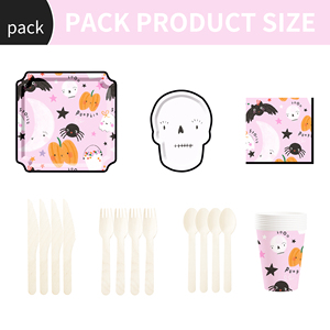 DAMAI Disposable Wholesale Supply of Pink Halloween Skulls <b>square</b> <b>Plates</b> - Product Image 6