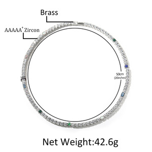 Lấp lánh 5mm Cubic Zirconia Tennis Vòng cổ màu xanh lá cây màu xanh màu hồng Đá Quý điểm nhấn hình trái tim chéo cho ngày kỷ niệm phụ nữ liên kết ngọc trai - Product Image 6