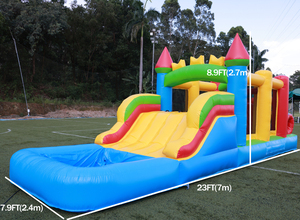 Castello combinato buttafuori gonfiabile della casa di rimbalzo della corsa ad ostacoli con lo scivolo, la piscina della fossa della palla, ostacoli, scalano, ventilatore - Product Image 3