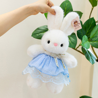 Lindo Peluche de Conejita Blanca con Vestido de Encaje y Falda con Lazo, Muñeca de Peluche de Animal, Venta al por Mayor, Regalo para Niñas en Días Festivos y Cumpleaños, Decoración del Hogar