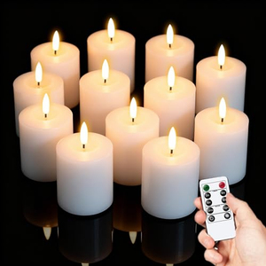 Bougie LED à piles en cire véritable, taille et couleur personnalisées, vente chaude de Noël, bougies LED en forme de pilier - Product Image 1