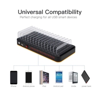 Station de charge USB 15 ports 100W pour smartphone, support de charge pour téléphone portable et tablette avec bloc chargeur multifonctionnel